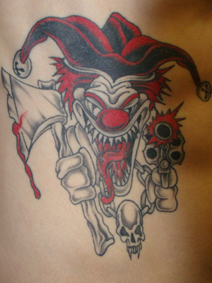 Crazy Tattoos on Crazy Clown On Ribs Tattoo