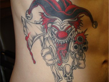 Crazy Clown On Ribs Tattoo