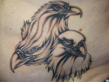 3 Eagles On Stomach Tattoo