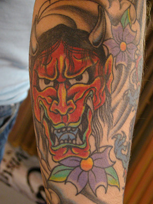 Full Color Arm Tattoo Koi Dragons Devils