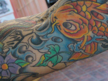 Full Color Arm Tattoo – Koi Dragons Devils