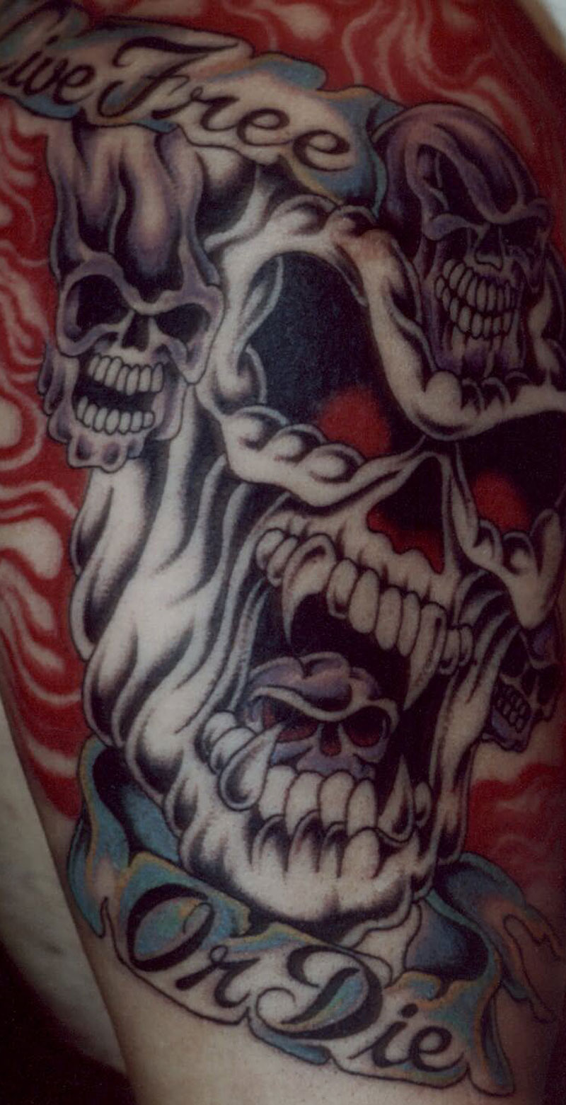 Flaming Skulls Tattoo