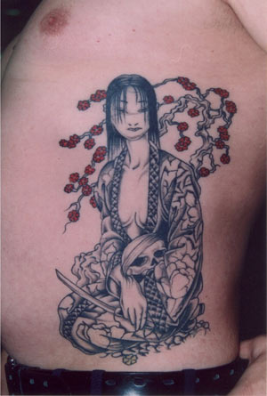 japanese skull tattoos. Japanese Girl Holding A Skull